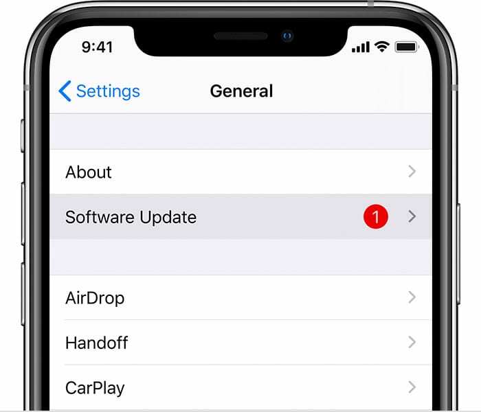 Atualização de software iPhone XS Max no iOS 13