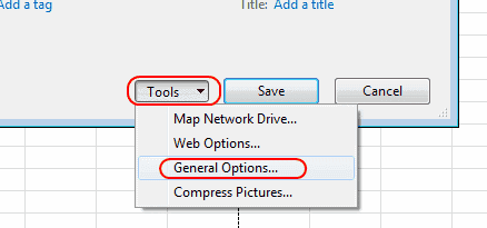 خيارات Excel العامة