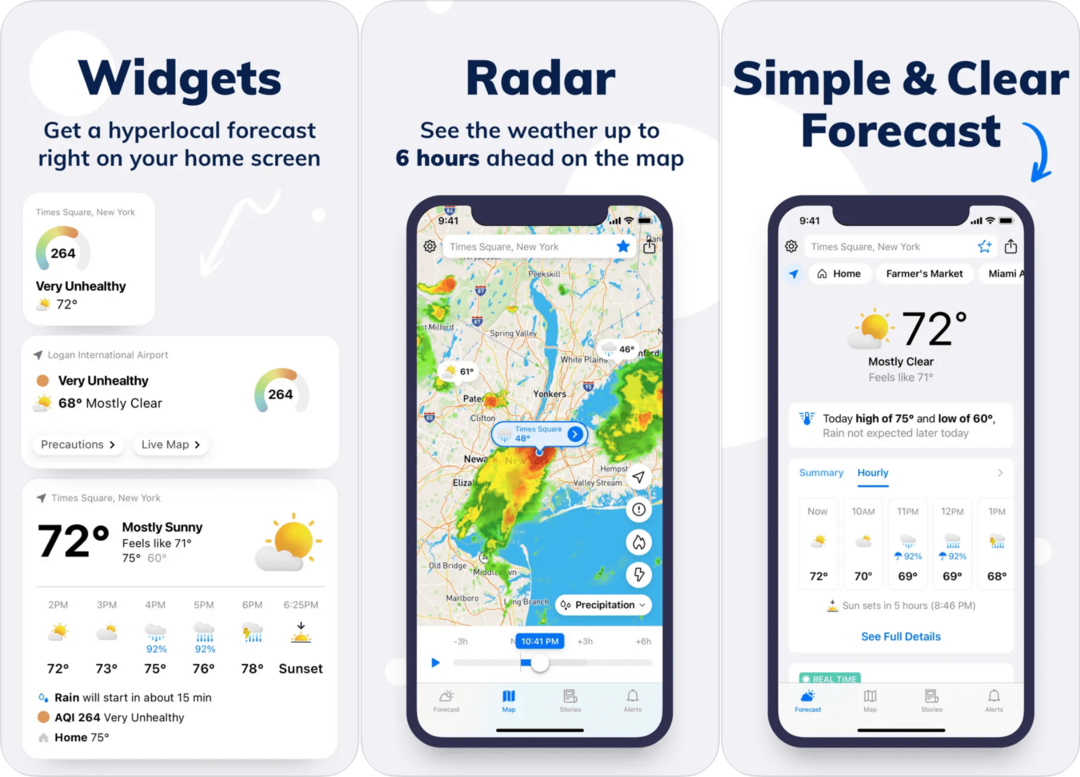 אפליקציות מזג האוויר הטובות ביותר לאייפון - Tomorrow.io