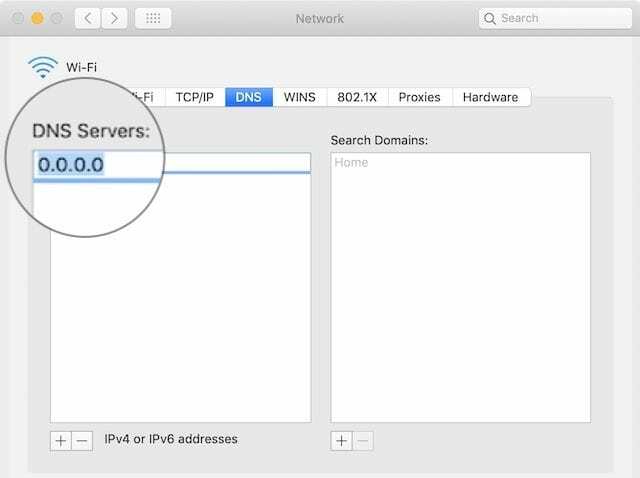Přidejte nové servery DNS na Mac