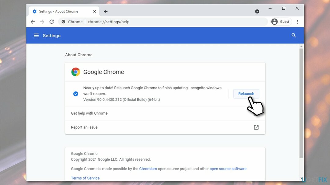 Indítsa újra a Google Chrome-ot