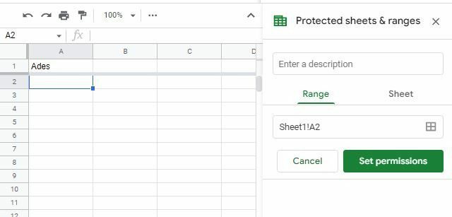 Диапазон блокировки Google Sheets