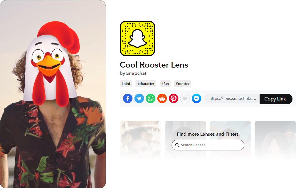 Snapchat-Linsen Coole Hahn-Linse