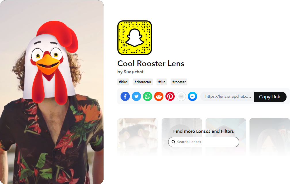 Snapchat レンズ Cool Rooster レンズ