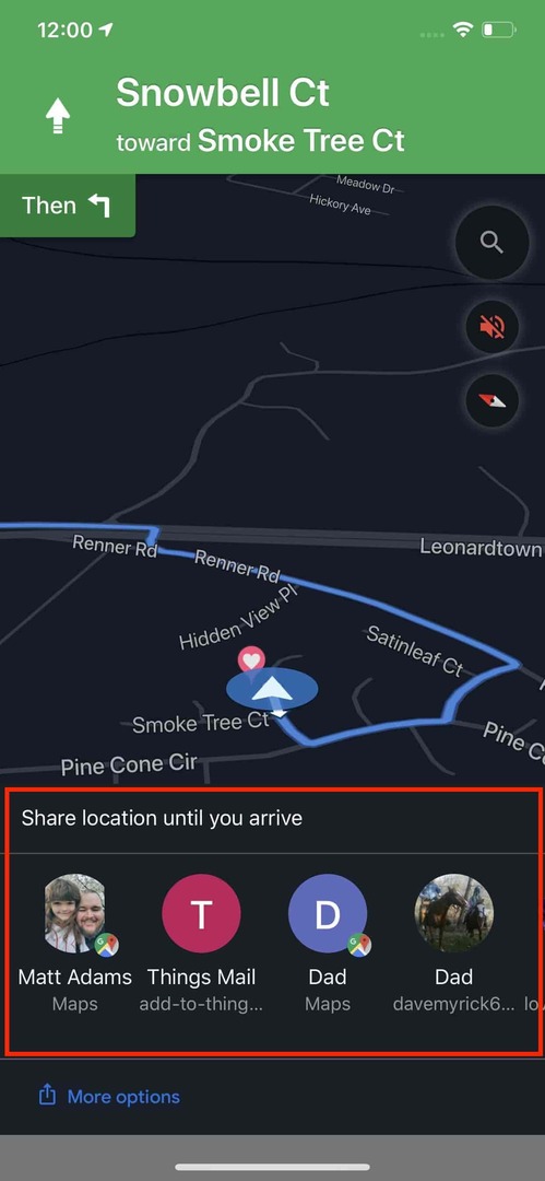 Partajați Google Maps ETA de pe iPhone