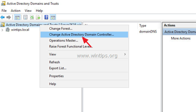 Alterar o servidor do controlador de domínio Active Directory 2016