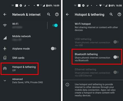 Tethering Bluetooth pe Android