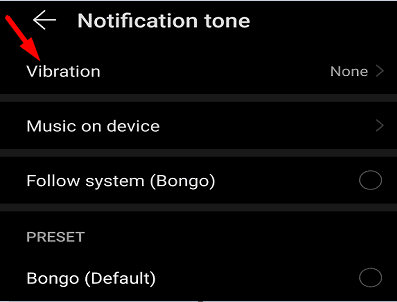 configuración de notificación de la aplicación