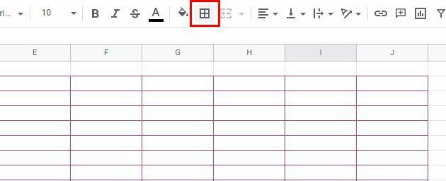 Culoarea chenarului Google Sheets