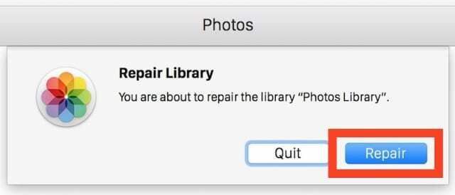 Biblioteca de reparos do MacOS Photos