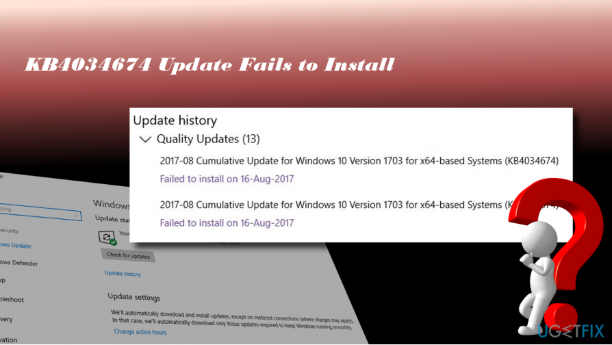 kuvatakse Windows Update'i ajaloos KB4034674 värskenduse tõrge