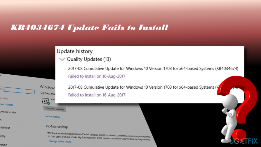 pokazując błąd aktualizacji KB4034674 w historii Windows Update