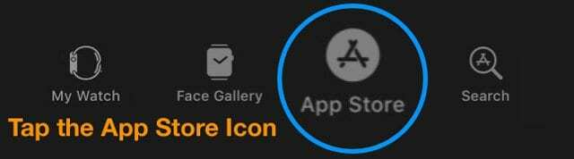 Ícone da App Store no aplicativo de relógio do iPhone