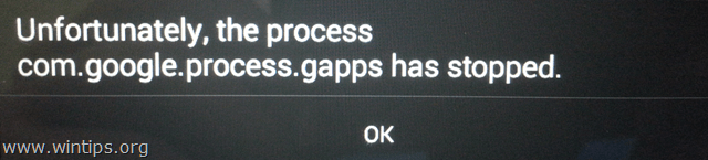 com.google.process.gapps je zaustavljen