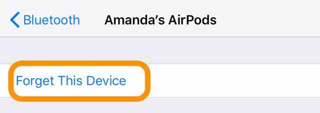 ลืมอุปกรณ์นี้สำหรับ AirPods บน iPhone Bluetooth