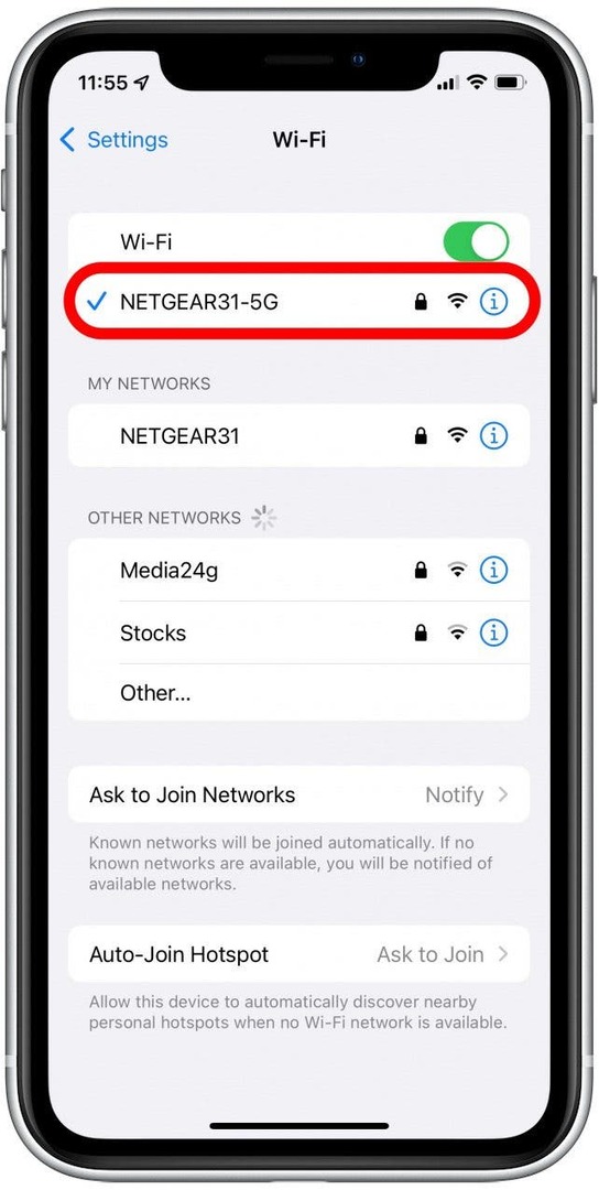 dotknij podłączonego Wi-Fi, gdy safari nie może znaleźć serwera