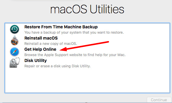 מצב שחזור של macos utilities