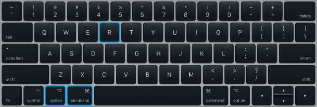 Opsi penyorotan Keyboard MacBook + tombol perintah + R