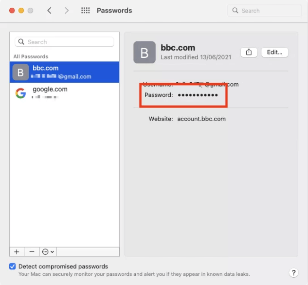 просмотреть сохраненные пароли на вашем MacBook