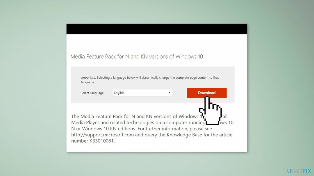 أضف Windows Media Pack