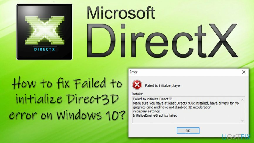 Napake Direct3D ni bilo mogoče inicializirati v sistemu Windows 10