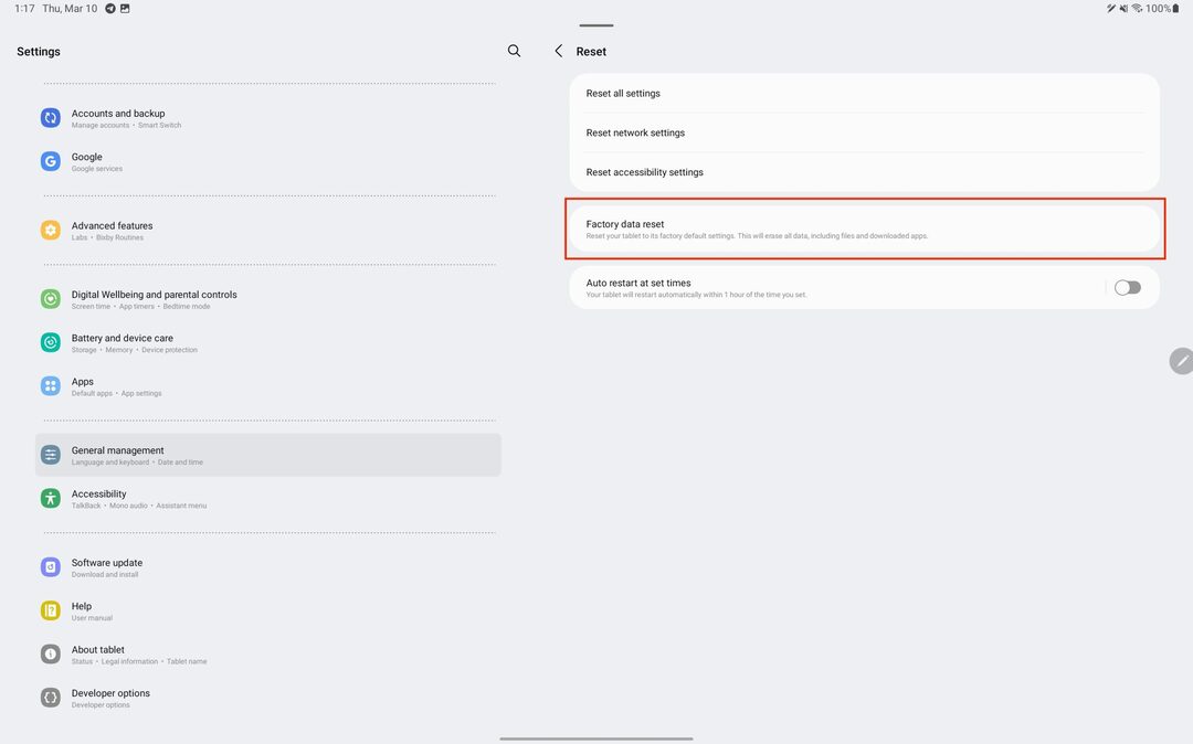 Reset Data Pabrik Galaxy Tab S8 - 2