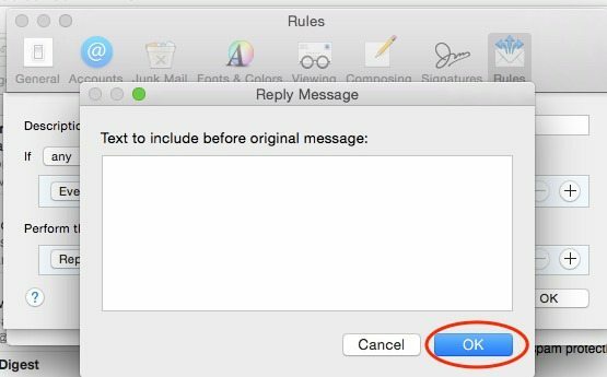 Как настроить автоматический ответ по электронной почте для почтового приложения OS X