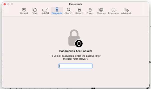Impostazioni password nel portachiavi iCloud su Mac