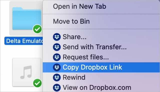 Αντιγραφή συνδέσμου Dropbox