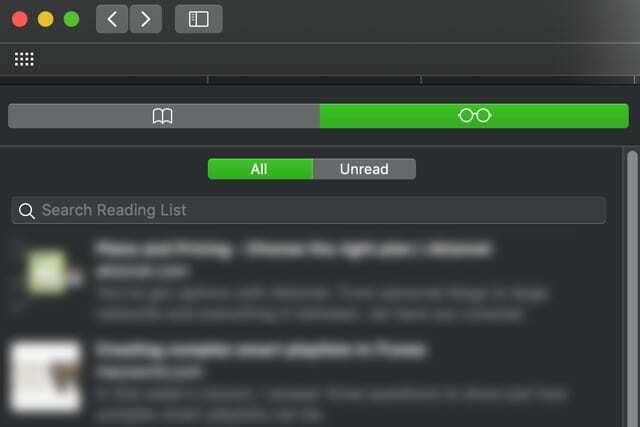 vis alt i Macs Safari-leseliste macOS