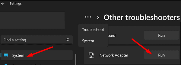 стартирайте-Мрежов адаптер-инструмент за отстраняване на неизправности-Windows