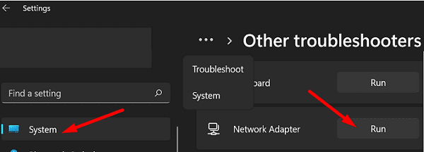 uruchom-adapter-sieciowy-narzędzie do rozwiązywania problemów-Windows