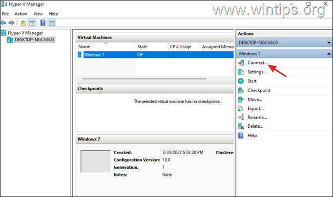 Hyper-V Terhubung ke VM