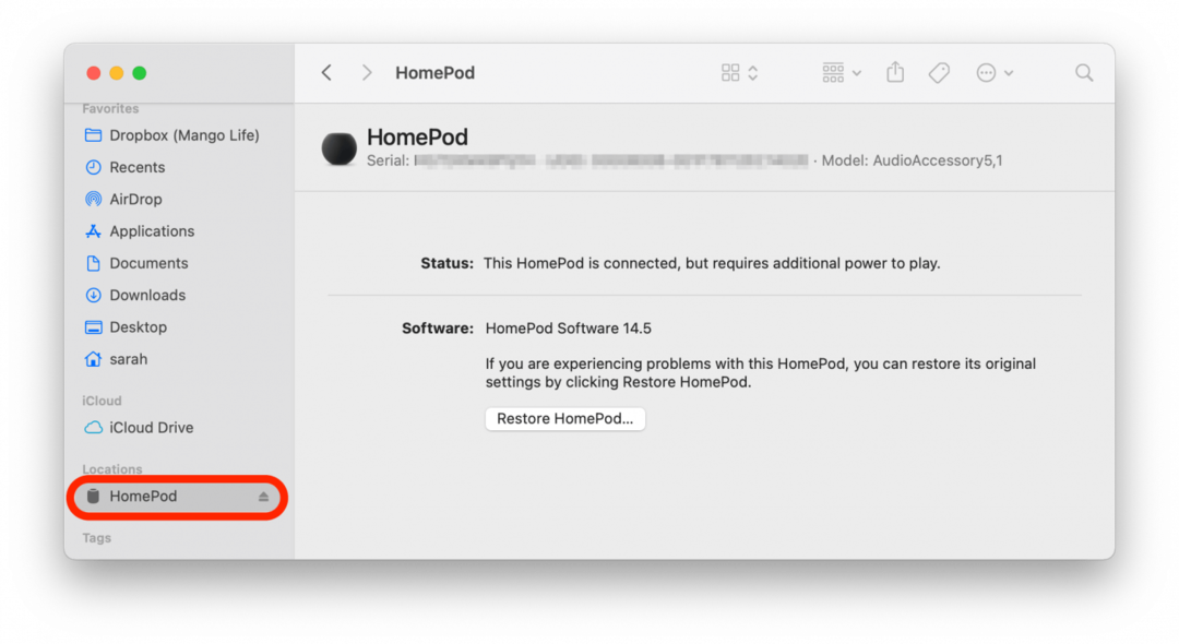 resetovať HomePod mini