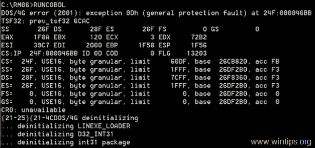 FIX: DOS4G त्रुटि (2001) अपवाद 0Dh