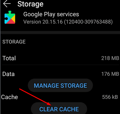 خدمات google-play-clear-cache