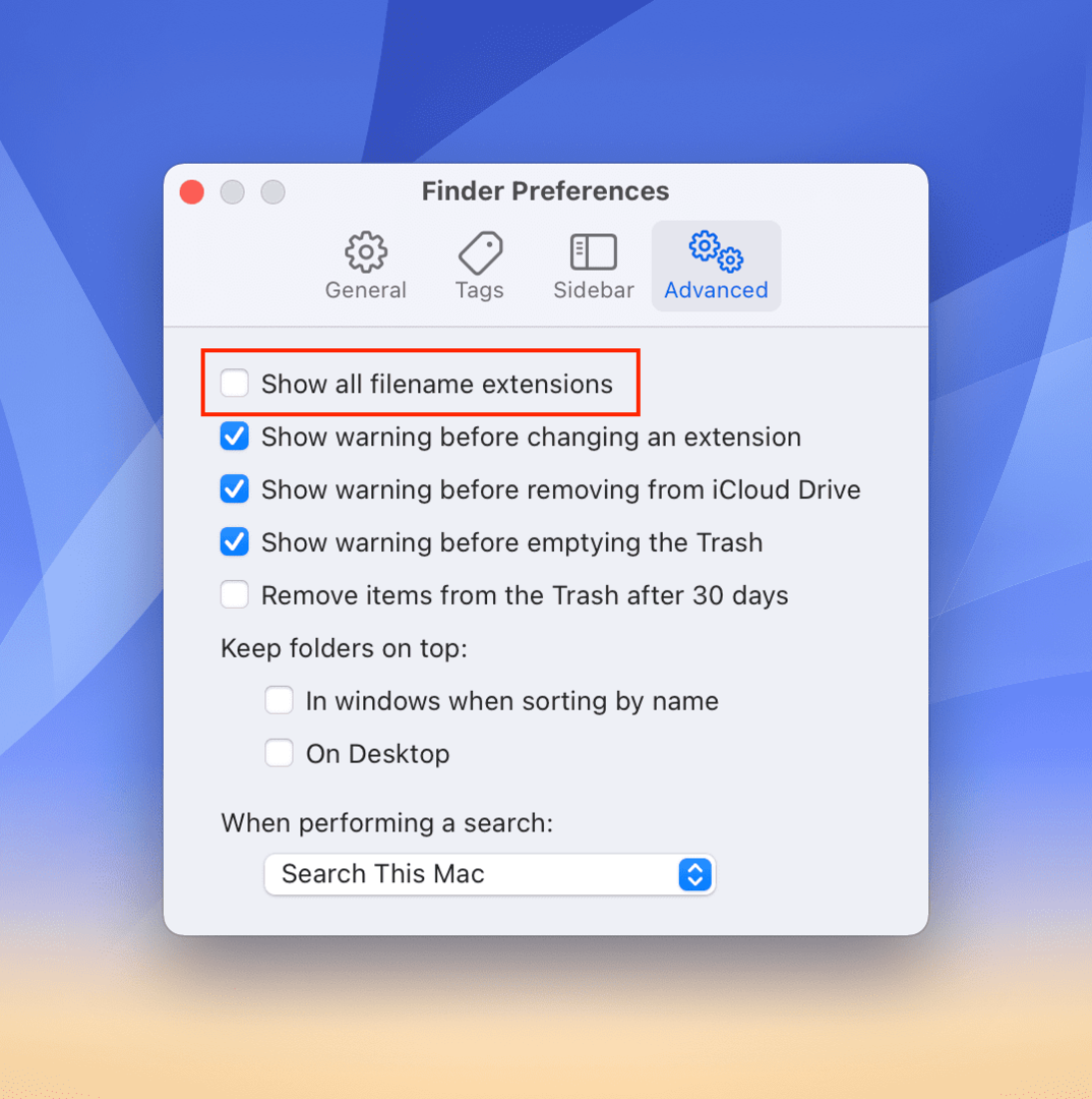 วิธีแสดงนามสกุลไฟล์ทั้งหมดใน Finder บน Mac