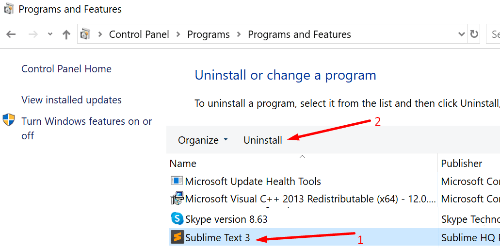 uninstall sublime text