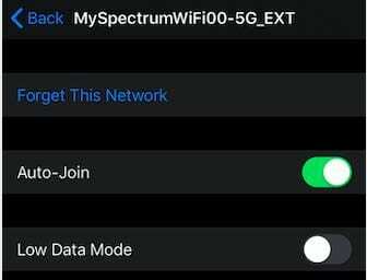 iOS 13 Wi-Fi mažai duomenų režimas