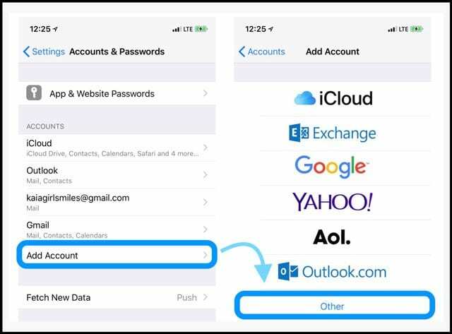 aol, google, outlook, yahoo, icloud