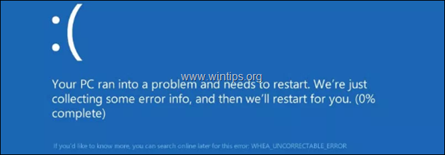 corrigir WHEA UNCORRECTABLE ERROR (0x00000124) no Windows 10