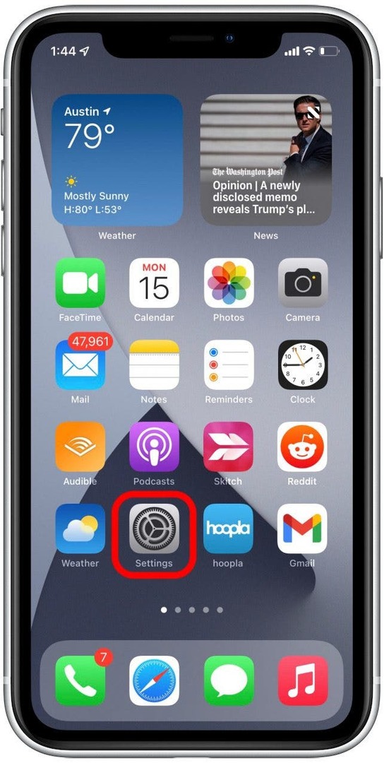 Avaa Asetukset - iPhonen kalenteri ei synkronoidu