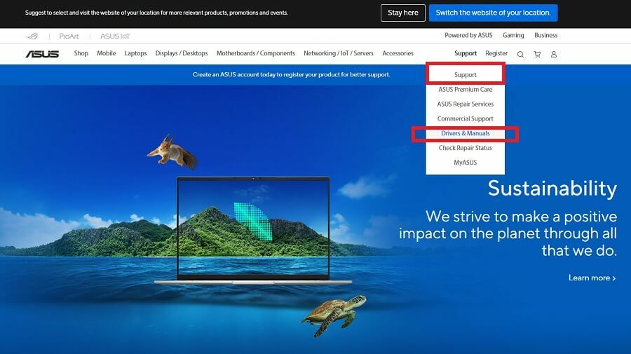 Asus - Support potom kliknite na Drivers and Manual
