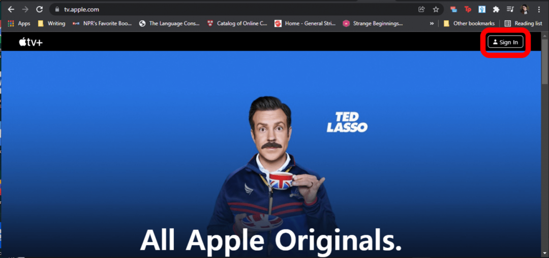 hvordan man ser ted lasso - tryk på log ind