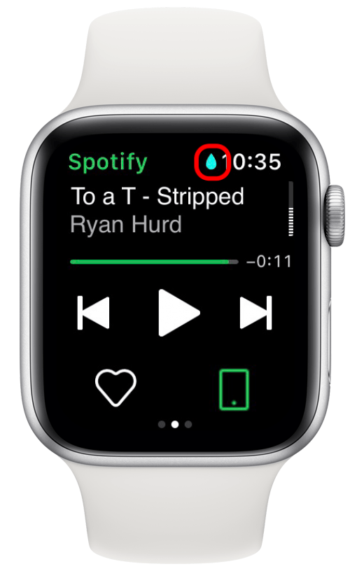 blått vanndråpeikon på Apple Watch