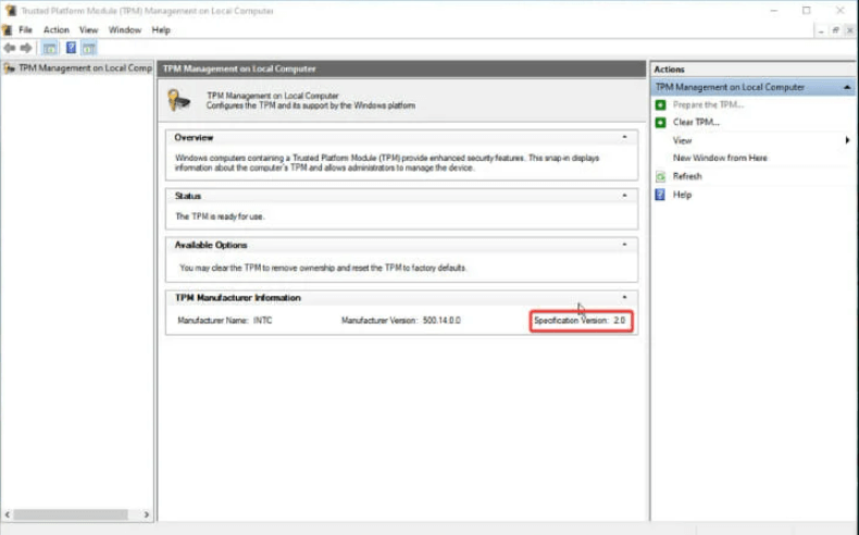 Informations sur le fabricant du module de plateforme sécurisée