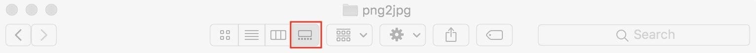 Gallerivisning på macOS Mojave Finder