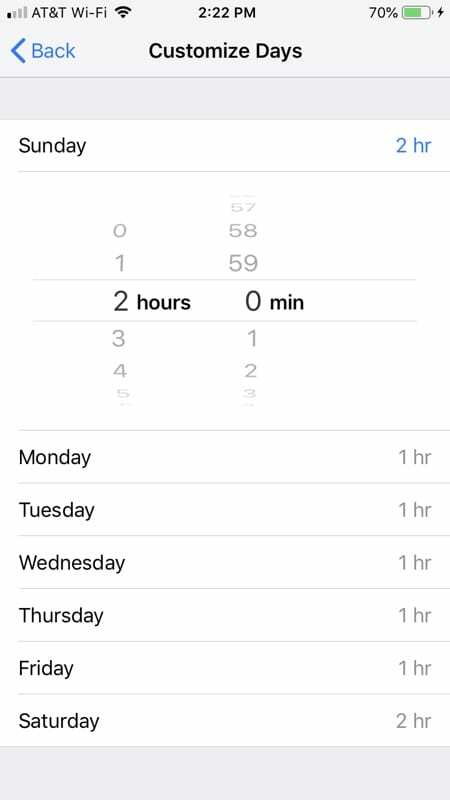 स्क्रीन टाइम ऐप लिमिट दिनों को कस्टमाइज़ करें