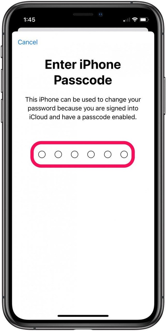 Zadajte prístupový kód pre iPhone