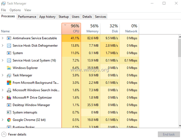 Windows10の高いCPUまたはメモリ使用量のトラブルシューティング